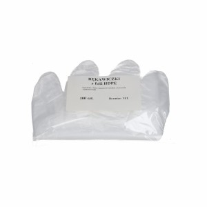 Rękawiczki foliowe HDPE „zrywki” z dziurką – 100 szt.