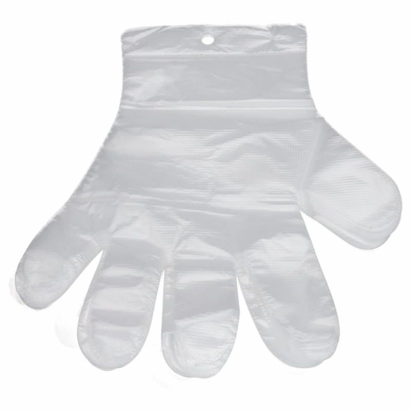 Rękawiczki foliowe HDPE „zrywki” z dziurką – 100 szt.